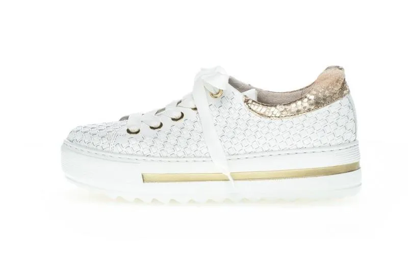 Gabor Sneaker low Leder Flechtoptik Golddetails Wechselfußbett weiß S12 86.499.50