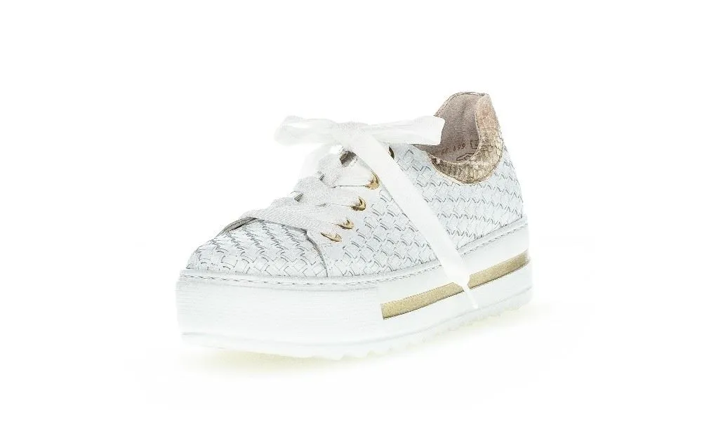 Gabor Sneaker low Leder Flechtoptik Golddetails Wechselfußbett weiß S12 86.499.50
