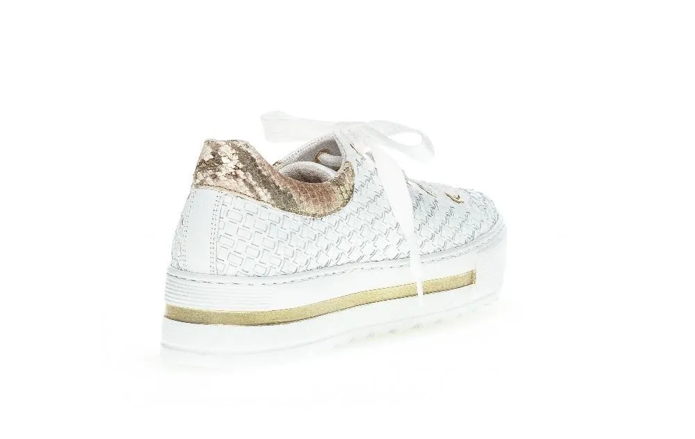 Gabor Sneaker low Leder Flechtoptik Golddetails Wechselfußbett weiß S12 86.499.50