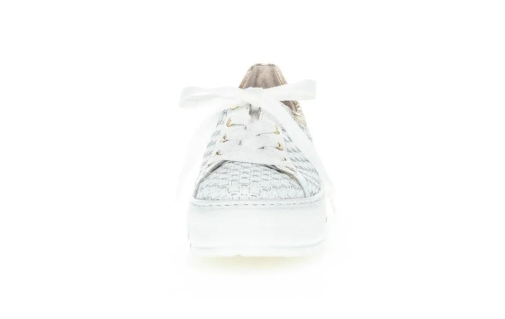 Gabor Sneaker low Leder Flechtoptik Golddetails Wechselfußbett weiß S12 86.499.50