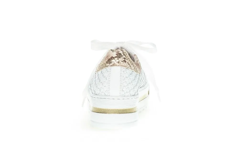 Gabor Sneaker low Leder Flechtoptik Golddetails Wechselfußbett weiß S12 86.499.50