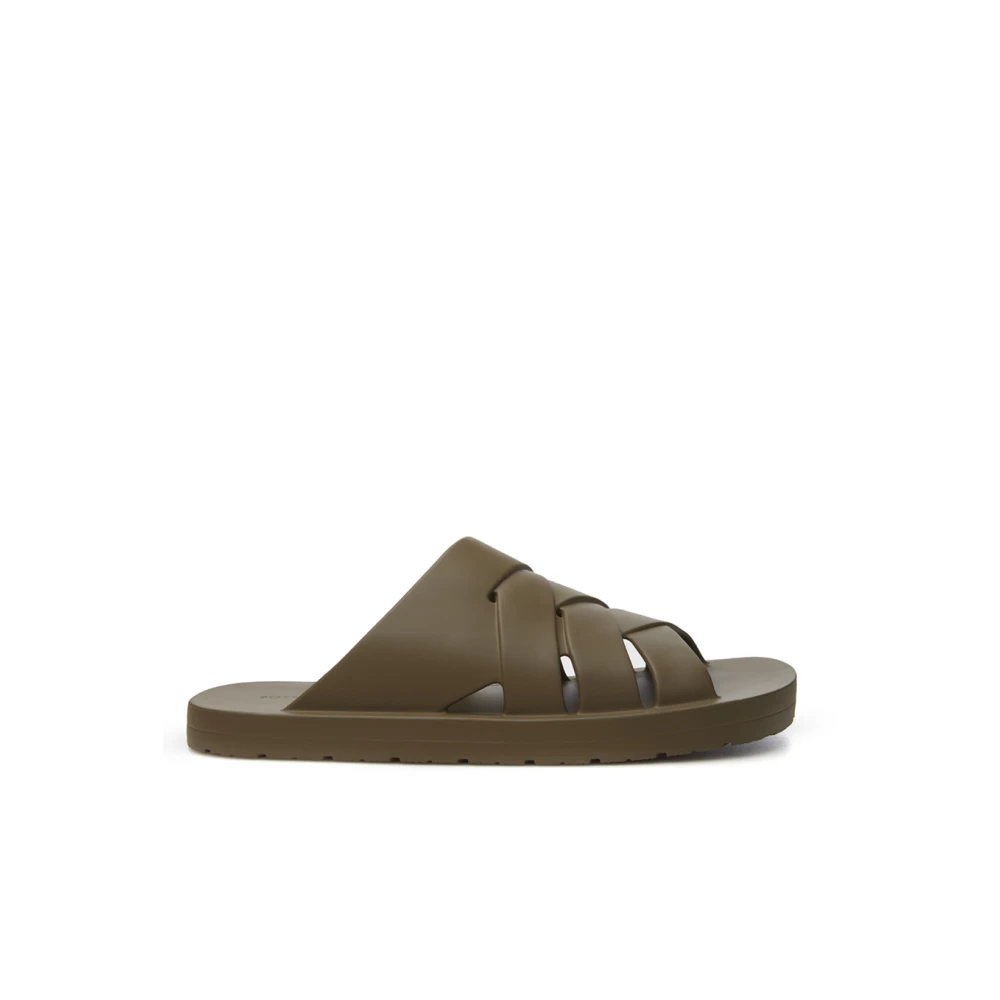 Gekreuzte Riemen Khaki Gummischieber