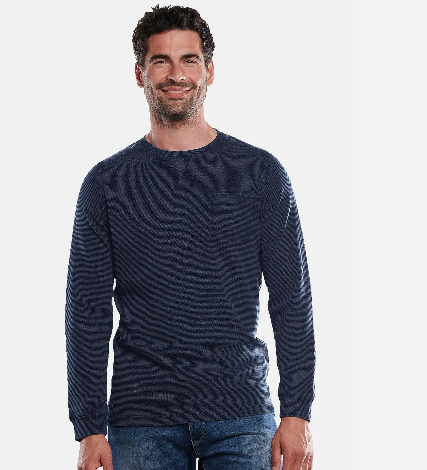 Herren engbers Rundhals-Shirt in Blau kaufen 31991